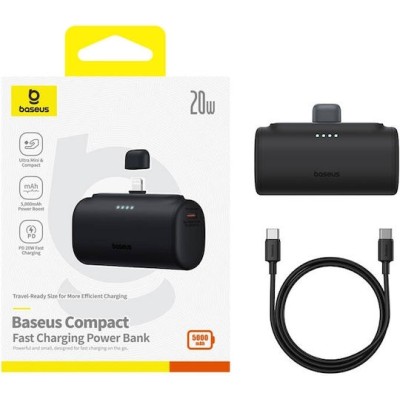 Baseus Compact Powerbank 5000mAh 20W Lightning Edition Black